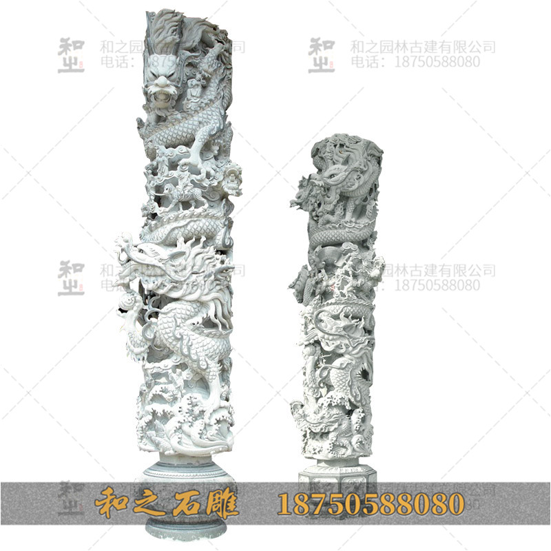 青石石雕龍柱 青石石雕龍柱