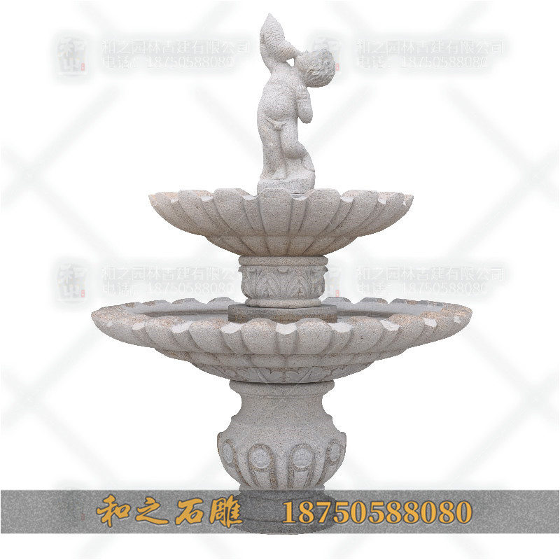 蓮花石雕水缽