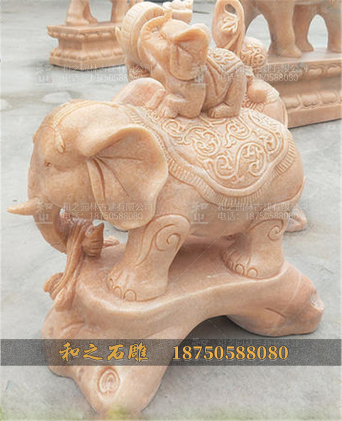 晚霞紅大象擺件