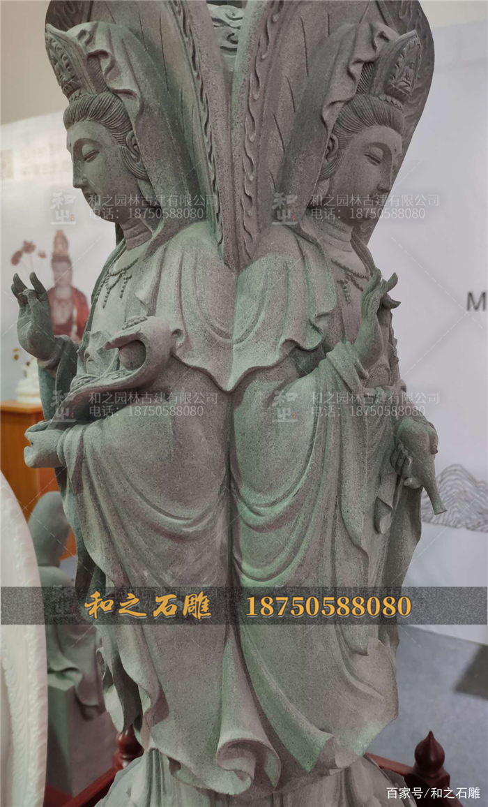 石雕三面觀音圖片