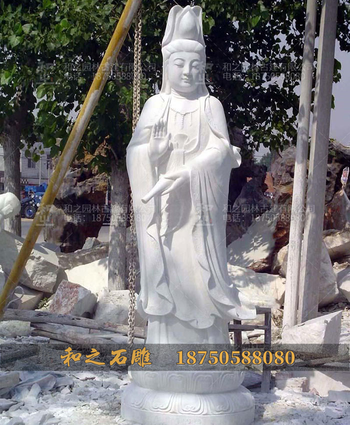 漢白玉滴水觀音石雕