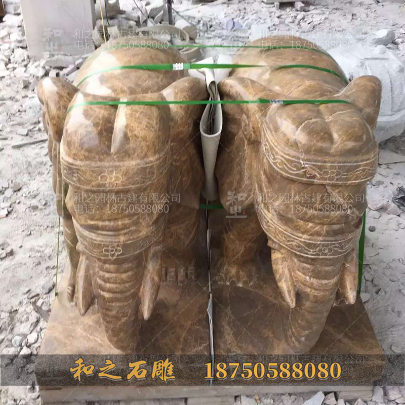 石雕大象招財
