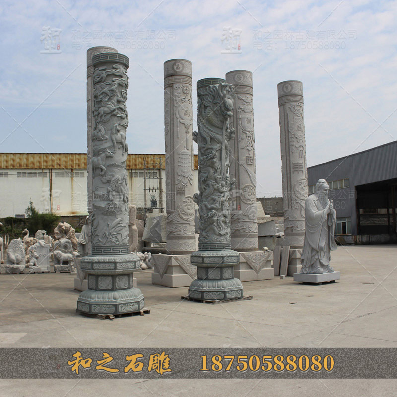 花崗巖石雕龍柱 花崗巖石雕龍柱