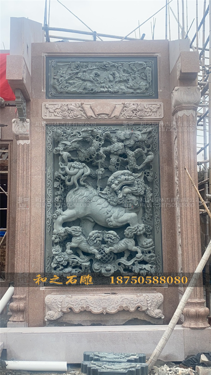 獅象浮雕璧堵 獅象浮雕璧堵