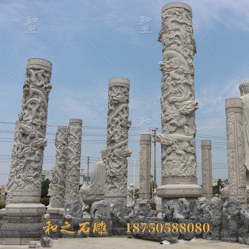 石雕龍柱雕刻