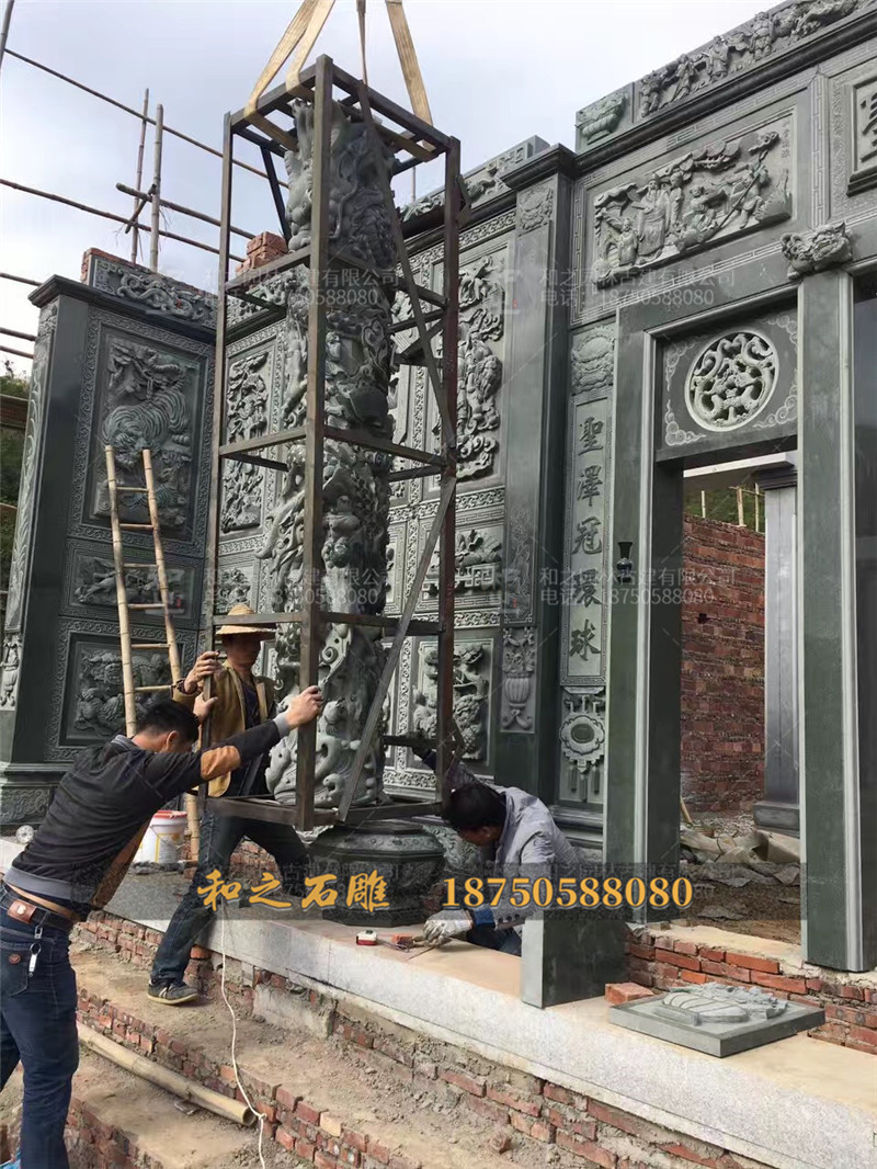 祠堂石雕龍柱 祠堂石雕龍柱