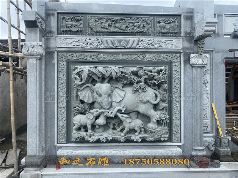 浮雕大象璧堵石